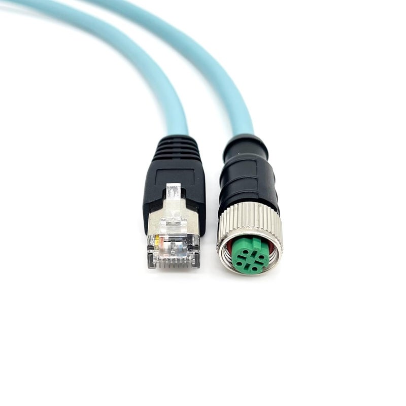 CHALITECK 3.28Ft M12 4Pin Female D Code to RJ45 Male Cat5e Ethernet Cable,PVC High-Flex Shielded Twisted Pair Industrial Cable Assembly,4A,250V,AWG24,for Industrial Camera & Automation Systems(1M) - Image 2